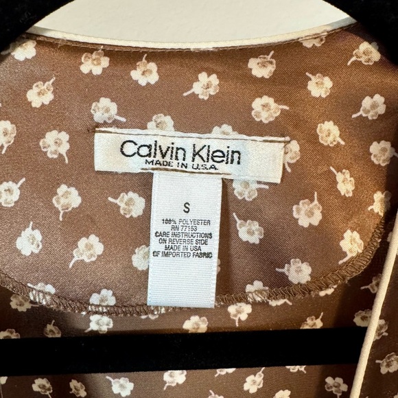 Calvin Klein Brown silky flower Print Women's Robe Size Small - Picture 2 of 6